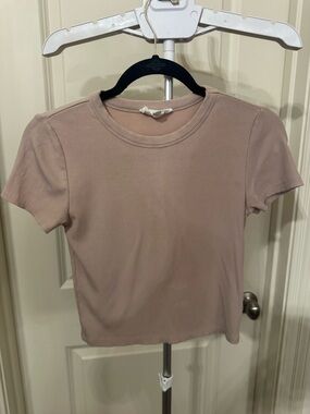Everyday Ribbed Crop Tee - Dusty Rose